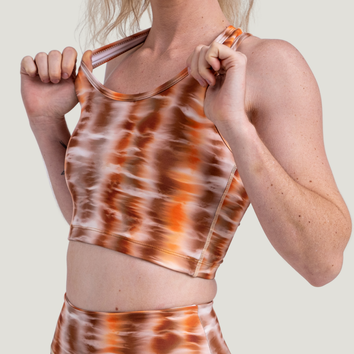Orange Camo Sports Bra  Active Wear Made from Upcycled Materials